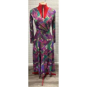 Women's Vintage 60's Mary-Martin of Florida Dress Retro MOD Faux Wrap Size 12